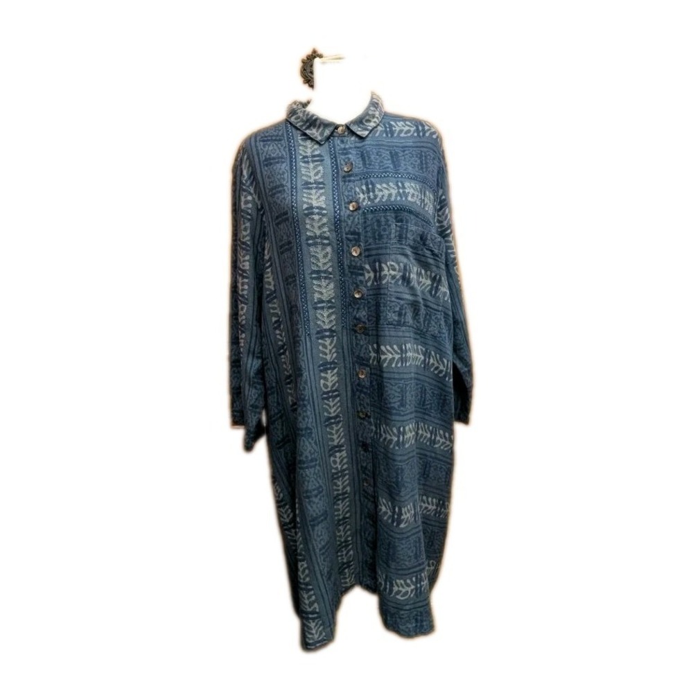 Market Place Handwork of India 3W (26-28) Button-Down Front Long Sleeves Tunic